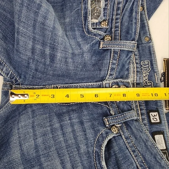 Miss Me Medium Wash Boot Cut Denim Jeans  Black lace And Jewel Embellishments - Picture 12 of 13